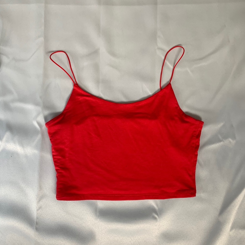 Red spaghetti strap Garage tank top